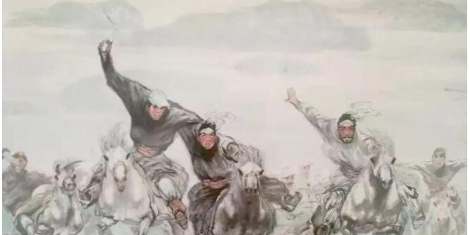 著名畫家德鳳山中國畫蒙古馬蒙古人新作品賞析